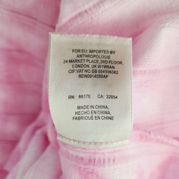 Anthropologie Top S Pink Knit Tie Dye Puff Sleeve Pullover Short Sleeve Shirt - Picture 7 of 8